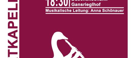 Plakat für eine musikalische Veranstaltung am 26. Juni 2026 um 18:30 Uhr im Buchenschank Gansrieglhof. Musikalische Leitung von Anna Schönauer. Zeigt eine Gans, die Flöte spielt.