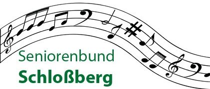 Eine Musiknotenwelle mit 'Seniorenbund SchloBberg' in Grün darunter geschrieben.