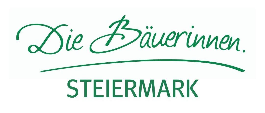 Das Logo für Die Bäuerinnen Steiermark, mit einem stilisierten grünen Textdesign auf weißem Hintergrund.