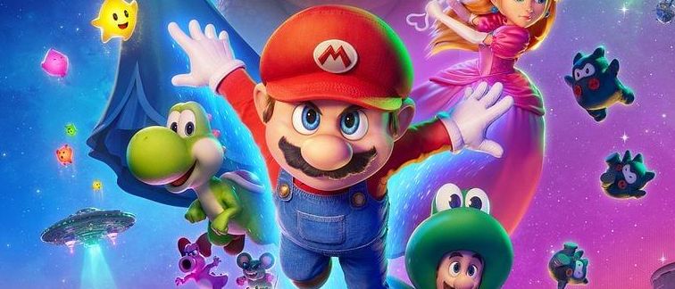 Das Poster für 'Der Super Mario Galaxy' zeigt Mario und seine Freunde in einem lebendigen, animierten Stil. Das Poster enthält Charaktere wie Mario, Luigi, Bowser, Peach und andere.
