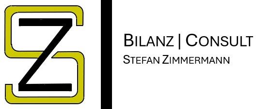 Das Logo für 'BILANZ | CONSULT', mit einem stilisierten 'Z' in Gelb und Schwarz und dem Namen 'Stefan Zimmermann' darunter.