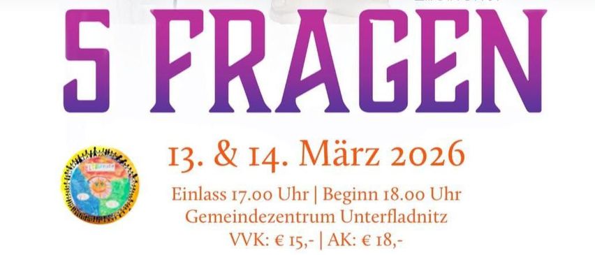 Plakat für Alex Rays Veranstaltung am 13. und 14. März 2026 mit einem Mann mit langen Haaren, der eine Pflanze hält. Einlass um 17.00 Uhr, Beginn um 18.00 Uhr im Gemeindezentrum Unterfladnitz. Ticketpreise: €15, €18.