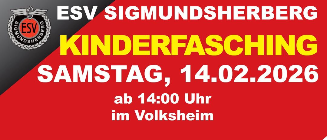 Ein rotes Plakat kündigt eine Sigmoundshunderfaso-Veranstaltung am 14. Oktober ab 14:00 Uhr im Volksheim an.