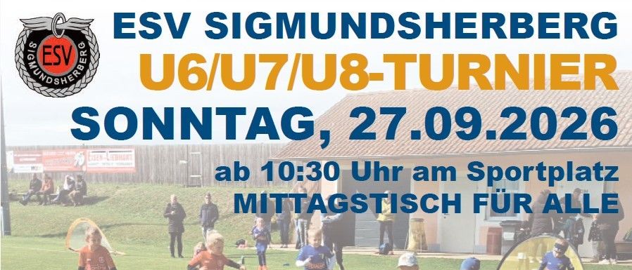 Ein Fußballturnier für U6, U7 und U8 Altersgruppen findet am Sonntag, 27. September 2022, ab 10:30 Uhr auf dem Sportplatz statt.