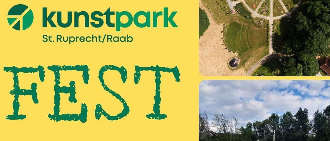 Plakat für ein Festival-Event im Kunstpark St. Ruprecht/Raab am 13.9.2025, von 15 bis 18 Uhr. Kinder können an einer Steine-bemalen-Aktion mit Acrylfarben teilnehmen.