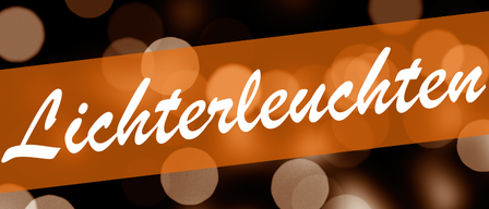 Ein Banner mit Bokeh-Hintergrund zeigt 'Lichterleuchten 27. November ab 17 Uhr'. Es ist ein deutsches Event zur Lichterbeleuchtung am 27. November um 17 Uhr.