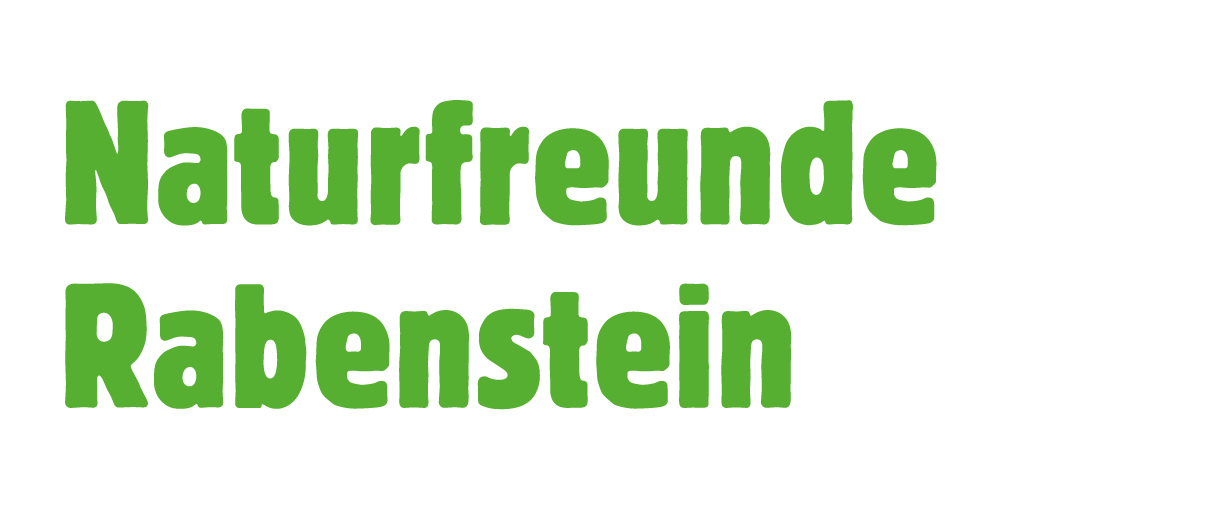 Das Bild zeigt die Worte Naturfreun Rabenstein in Grün auf schwarzem Hintergrund geschrieben.