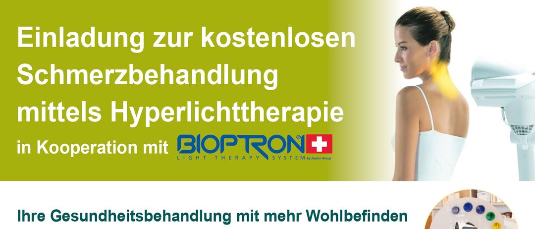 Ihre Gesundheitsbehandlung mit mehr Wohlbefinden. Beinhaltet Einführung in die Lichttherapie, Anwendungsbereiche und individuelle Tipps. 28. Mai 2026, 09:00-16:00 Uhr. Cura-San Bandagist GmbH, Messelande 25 / PINKA CENTER, 7400 Oberwart. Termine nach telefonischer Anmeldung unter +43 3352 351 01. Jeder Termin dauert ca. 20 Minuten.