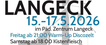 Ein Plakat für eine Kirchenveranstaltung. Es heißt 'SCH ENKIR TAG IN LANGECK 15-17.5.2026' und listet Veranstaltungen am Freitag, Samstag und Sonntag auf.