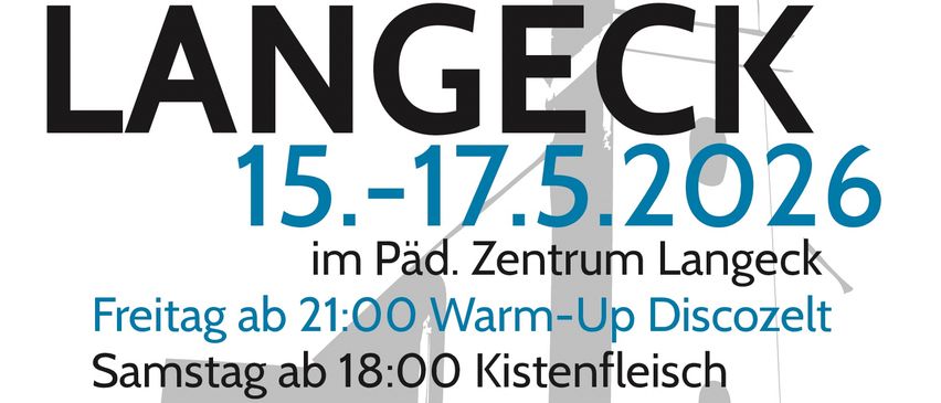 Ein Plakat für eine Kirchenveranstaltung. Es heißt 'SCH ENKIR TAG IN LANGECK 15-17.5.2026' und listet Veranstaltungen am Freitag, Samstag und Sonntag auf.