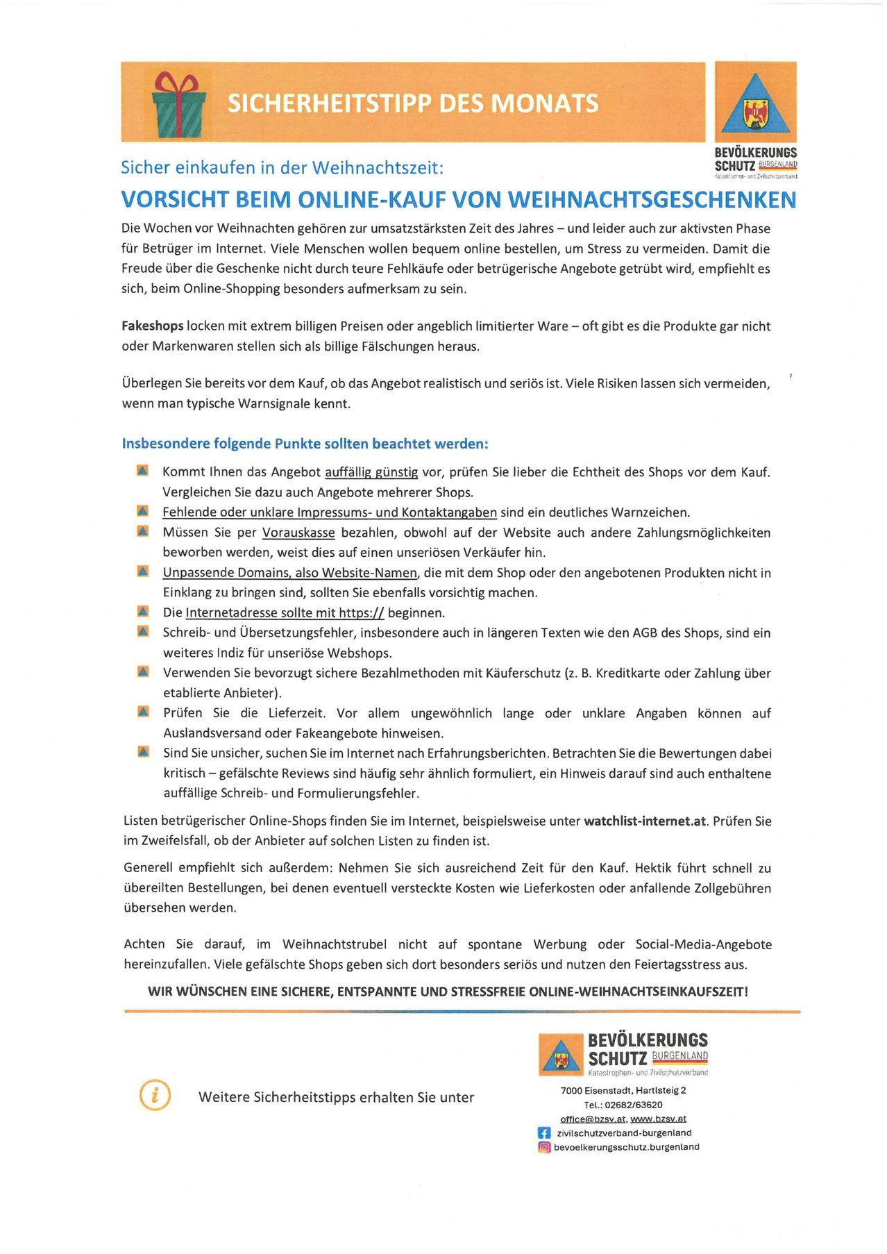 In den Wochen vor Weihnachten steigen die Umsätze im Online-Shopping stark an. Viele Menschen wollen online einkaufen, um Stress zu vermeiden. Fake Shops bieten extrem niedrige Preise oder begrenzte Waren an. Prüfen Sie vor dem Kauf die Echtheit des Shops. Achten Sie auf Kontaktdaten und Nutzerbewertungen. Verwenden Sie sichere Zahlungsmethoden. Überprüfen Sie die Internetadresse und lesen Sie Bewertungen. Nehmen Sie sich Zeit zum Einkaufen. Vermeiden Sie Impulskäufe.