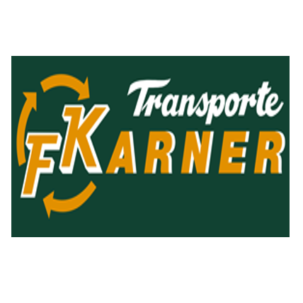Das FKARNER-Logo mit dem Namen FKARNER in gelben und orangefarbenen Buchstaben. Das Wort Transport ist in Weiß in der Mitte geschrieben. Das Logo befindet sich auf einem grünen Hintergrund.
