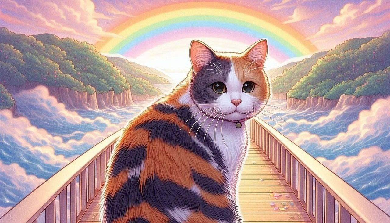 Bild enthält, Cat, Pet, Art, Painting, Nature, Outdoors, Sky, Scenery, Anime, Water