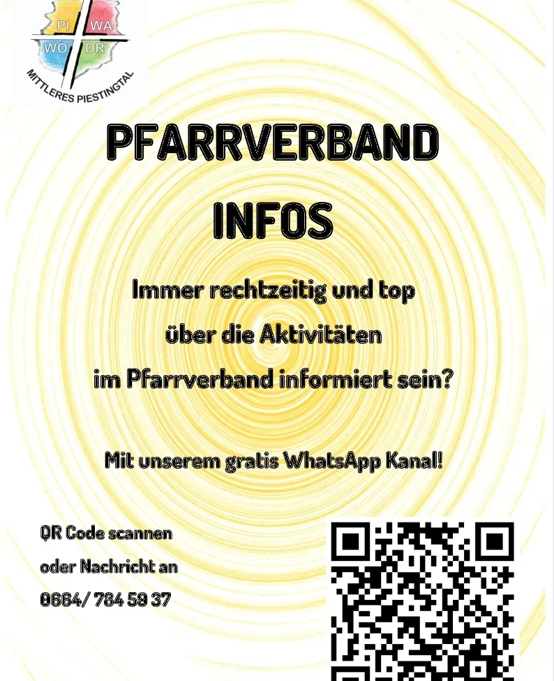 Plakat für den Pferdeverband mit Einladung, ihrem kostenlosen WhatsApp-Kanal für Updates beizutreten. QR-Code scannen oder Nachricht an 0664/784 59 37.