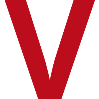 Der rote Buchstabe 'V' ist deutlich auf weißem Hintergrund zu sehen.