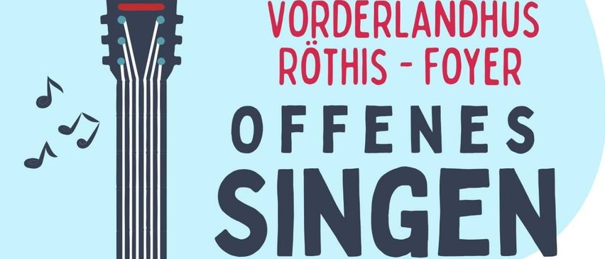 Ein Plakat für eine offene Gesangsveranstaltung mit Irmbert und Robert, mit einer Gitarre und einem Akkordeon. Die Veranstaltungstermine sind der 25. September, 23. Oktober, 20. November und 18. Dezember 2025.