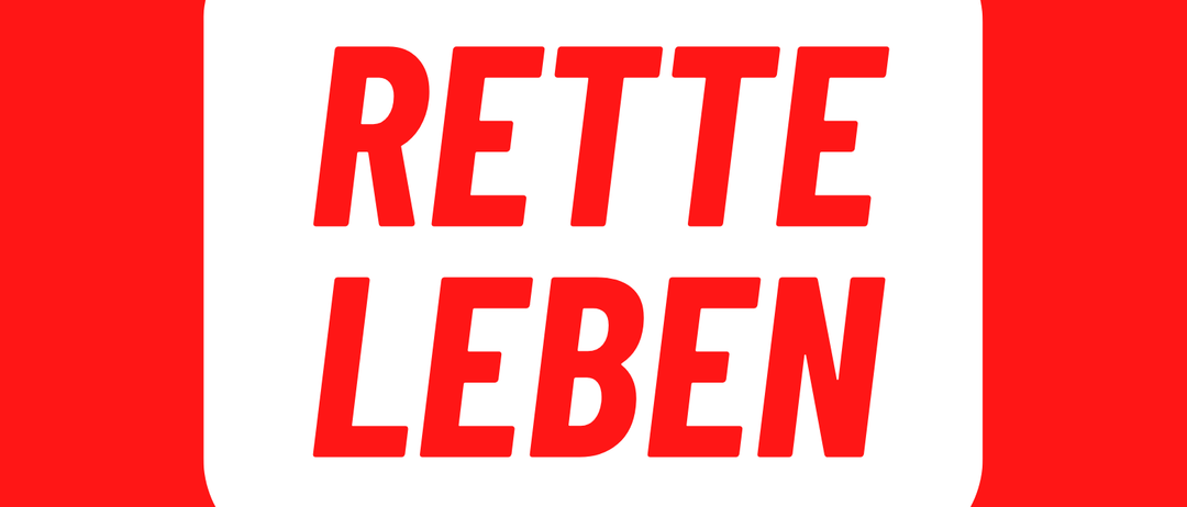 Ein rotes Poster mit weißem Hintergrund. Das Poster hat die Worte 'rette leben' und 'spende blut' in Rot. Ein rotes Kreuz und ein Logo mit den Worten 'osterreichisches rotes kreuz steigmark' sind oben. Das Poster hat einen Slogan, der 'aus liebe zum menschen' lautet.
