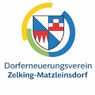 The Dorferneuerungsverein Zelking-Matzleinsdorf logo features a shield with a blue triangle, red cross, and white background, set within a blue and green circle on a white background.
