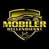 Ein Logo mit einem gelben Schild, das ein Auto und den Text 'MOBILER DELLENDIENST' auf schwarzem Hintergrund zeigt.