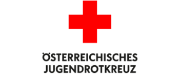 Das Logo des Österreichischen Jugendrotkreuzes zeigt ein rotes Kreuz-Symbol mit dem Text 'Osterreichisches Jugendrotkreuz' darunter. Darunter steht der Satz 'Aus Liebe zum Menschen'.