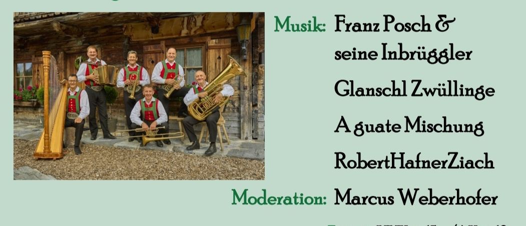 Plakat für ein Musiktreffen 2025 in Kalsdorf bei Graz mit Franz Possch und anderen Musikern. Veranstaltung am 4. Oktober, Beginn um 19:00 Uhr, am Forum Kalsdorf, St. Anna-Park. Eintritt: 15 Euro.