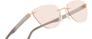 Zwei Brillenpaare vor weißem Hintergrund gezeigt. Das obere Paar hat einen Roségoldrahmen mit rosa Gläsern. Das untere Paar hat einen schwarzen Rahmen mit klaren Gläsern.