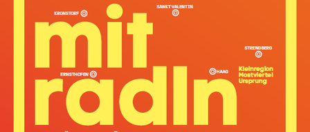 Plakat für eine Fahrradtour am Samstag, 19. September 2026. Der Start ist am Wachtberg um 13:00 Uhr und das Ziel ist Hansbauer in Hagg um 15:00 Uhr. Ein Preis von €50 wird angeboten. Die Veranstaltung erfolgt in Zusammenarbeit mit Dor und Stadt.