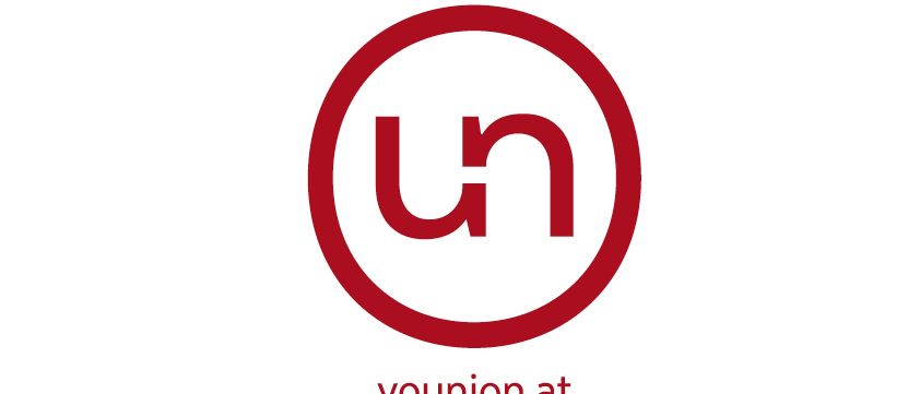 Das 'UN'-Logo ist in Rot auf weißem Hintergrund dargestellt, darunter befindet sich der Text 'younion.at'.