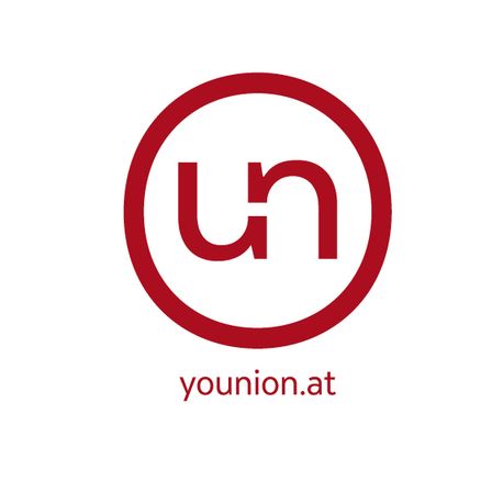 Das Logo für younion.at wird angezeigt. Es zeigt einen roten Kreis mit dem Buchstaben 'u' darin und die Website-Adresse 'younion.at' darunter.
