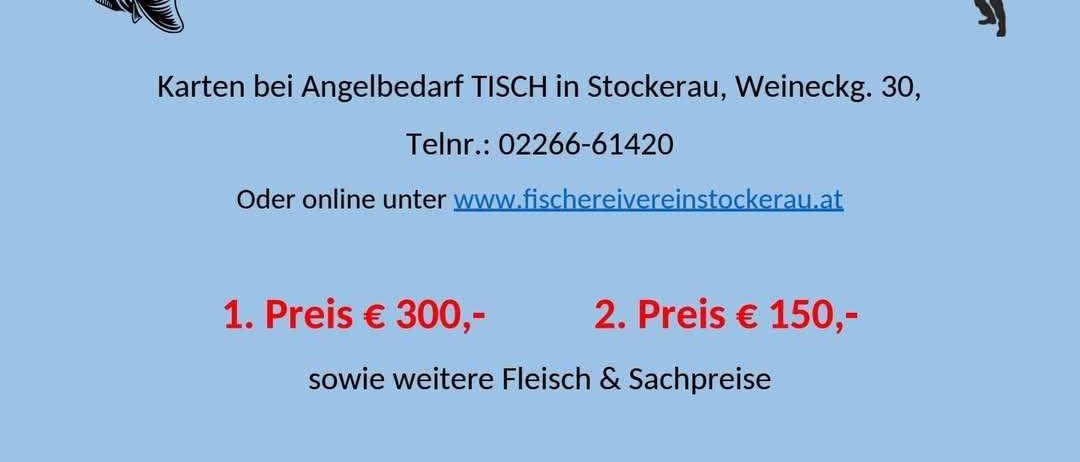 Flyer für eine Angelveranstaltung am Sonntag, 25. Mai 2025. Enthält Details zu Zeit, Ort, Eintrittsgebühr und Kontaktinformationen. Preise werden erwähnt und Besucher herzlich eingeladen.