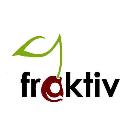 Das Logo zeigt ein grünes Blatt und eine rote Kirsche mit dem Wort 'fraktiv' in schwarzem Text.
