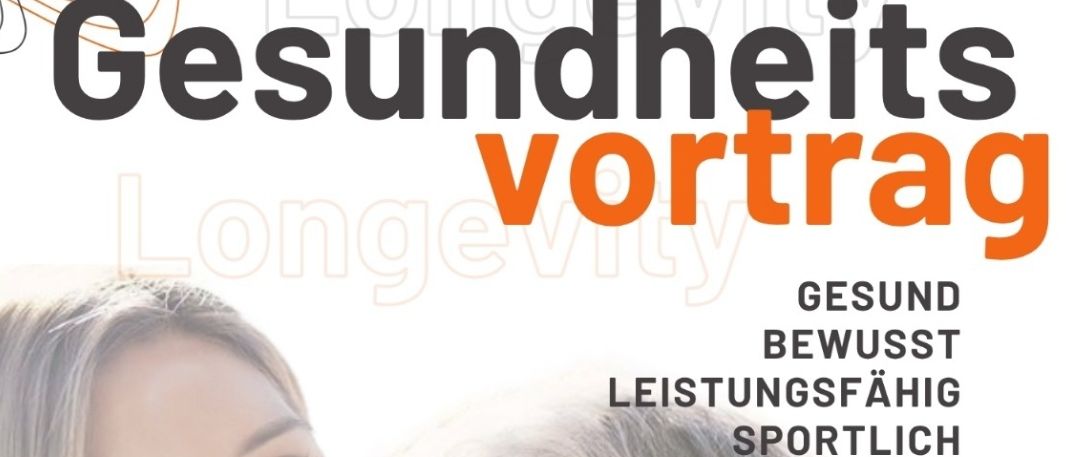 Ein Gesundheitsvortragsposter mit zwei Frauen, einer jung und einer älteren, die einen Moment teilen. Der Titel ist 'Gesundheits Vortrag', der betont, wie Bewegung das Gehirn beeinflusst und die Rolle der BEMER-Therapie.
