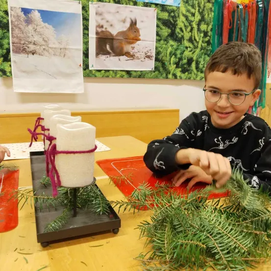 Tree, Conifer, Boy, Child, Male, Person, Portrait, Table, Potted Plant, Art