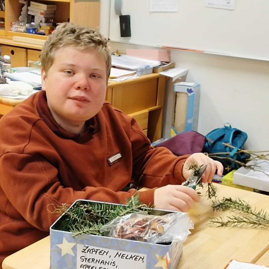 Bild enthält, Table, Scissors, Face, Head, Person, Portrait, Herbal, Boy, Child, Male