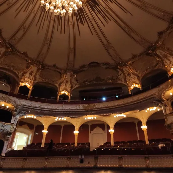 Chandelier, Lamp, Lighting, Building, Indoors, Interior Design, Theater, Ballroom, Auditorium
