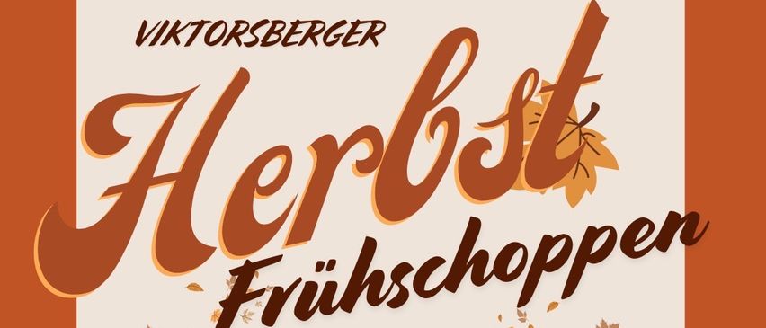 Plakat für das Herbst Fruehschopppen Event. Zeigt einen Baum mit Herbstblättern und Kürbissen. Der Text lautet 'Stadtkapelle Haselstauden Jungmusik Roethis-Viktorsberg'. Datum ist Sonntag, 12. Oktober ab 11:00 Uhr.