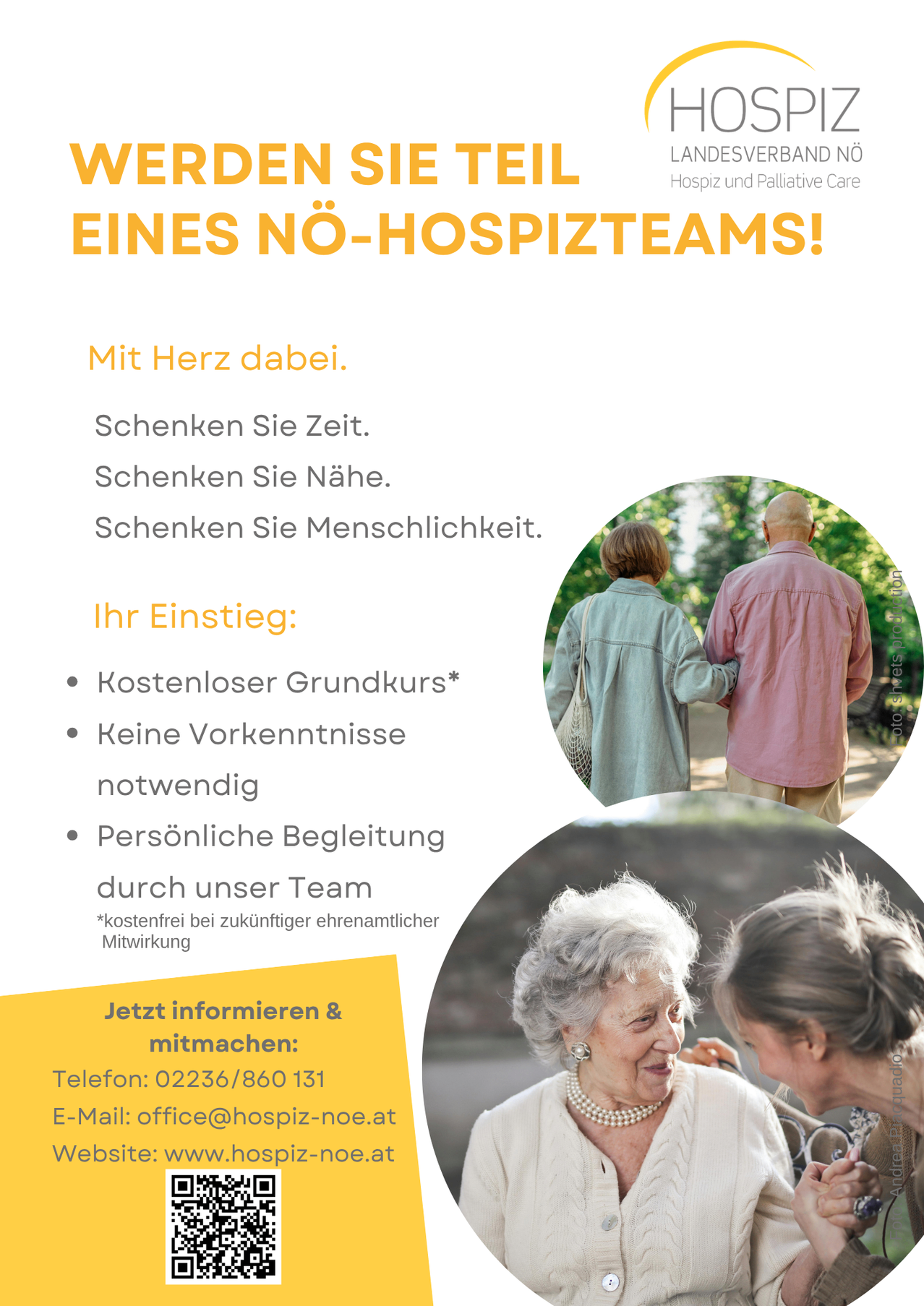 Eine Werbung für ein Notfallteam. Es bietet einen kostenlosen Grundkurs, keine vorherige Erfahrung notwendig und persönliche Begleitung. Kontaktinformationen werden bereitgestellt.