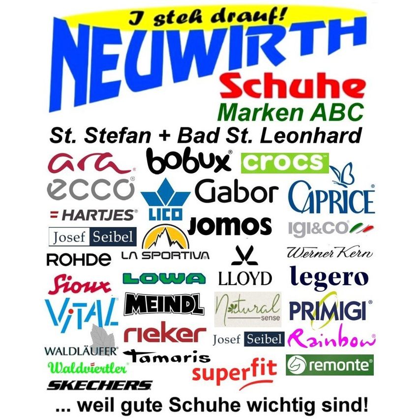 Die Werbung zeigt eine Vielzahl von Schuhmarken, darunter Crocs, Ara, Tamaris, Waldlaufer, Waldlaufer, Superfit, Remonte, Skechers, Waldlaufer und viele mehr. Es ist auf Deutsch geschrieben.