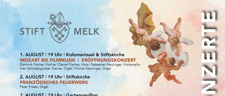 Konzert- und Veranstaltungsplan. Eröffnungskonzert von Mozart bis Filmmusik, französisch-schweizerisches Feuerwerk, Stimmen der Mittsommernacht, 40 Jahre Orgelfestival, Orgelflug, und Barock-Kirchenmusik. Mit verschiedenen Musikern und Instrumenten.