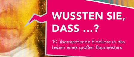 Poster von Jakob Prandtauer mit lebhaftem Hintergrund. Der Titel lautet 'Wussten Sie, dass...?' Darunter stehen 10 überraschende Einblicke in das Leben eines großen Baumeisters.