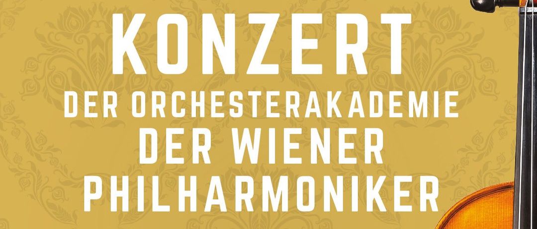 Konzertankündigung für die Wiener Philharmoniker-Akademie. Werke von Jacques Casterede, Louis Spohr, Johann Strauss und Richard Wagner. Datum: Samstag, 25. April 2026. Zeit: 19:00 Uhr. Ort: Kolomansaal, Stift Melk. Tickets erhältlich unter office@wachaukulturmelk.at. Preis: 39 Euro.