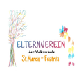 Ein farbenfrohes Logo für den Elternverein der Volksschule in St. Marein-Feistritz. Es zeigt einen Baum mit bunten Blättern und einen Schmetterling.