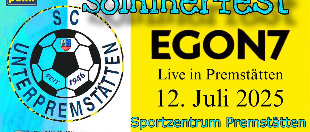 Werbeanzeige für ein Fußballevent von Sommerfech C. Das Event findet am 12. Juli im Sportzentrum Presstatten statt. Der Eintritt beträgt 12 Euro.