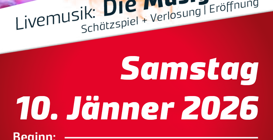 Ein Plakat bewirbt eine Veranstaltung am Samstag, den 10. Januar 2026. Es bietet Live-Musik, eine Schatzsuche und Verlust. Die Veranstaltung beginnt um 10:00 Uhr im Gasthaus Mad. Der Ticketpreis beträgt 10,00 EUR.