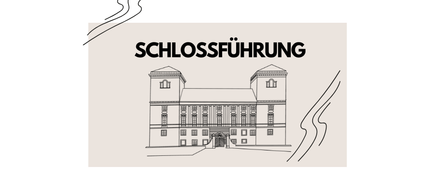 Eine Linienzeichnung eines symmetrischen Schlosses mit dem Wort Schlossfuhrung darüber.