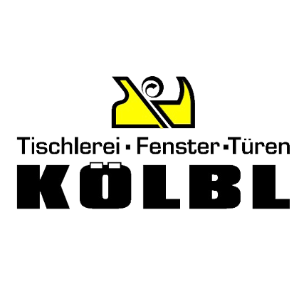 Das Logo für Tischlerei Fenster-Türen KOLBL mit einem gelben Symbol eines Werkzeugs.