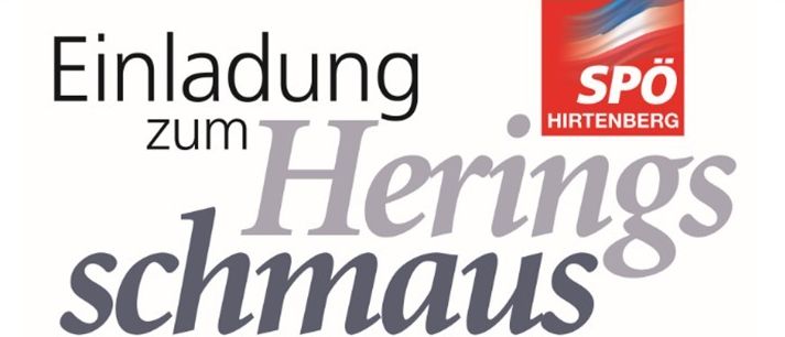 Plakat für das Heringschmaus-Event in Hirtenberg am 18.02.2026, Beginn um 18 Uhr. Zeigt ein Gericht mit Fisch, Gemüse und Kräutern. Veranstaltung im Kulturhaus Hirtenberg.