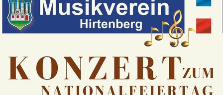 Poster for a concert on Nationalfeiertag, featuring a blend of traditional and modern music. The poster includes a cityscape, a church, and a windmill. The event is scheduled for October 24 at 19:00 at Kulturhaus Hirtenberg.