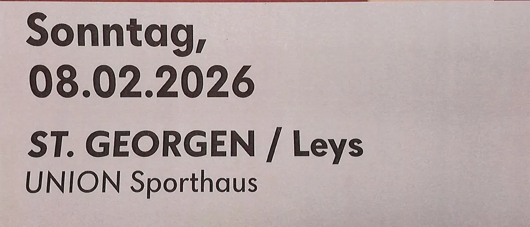 Plakat für eine Blutspende-Veranstaltung. Es steht 'Spende Blut' auf rotem Hintergrund. Datum: 08.02.2026. Ort: St. Georgen/Leys UNION Sporthaus. Zeiten: 09:00-12:00 und 13:00-14:00. QR-Code für Terminvereinbarung.