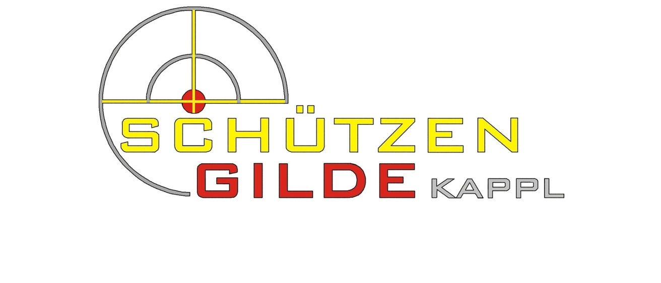 Ein Logo mit einem Zielsymbol und dem Text 'SCHUTZE GILDE KA' in fetten gelben und roten Schriften.